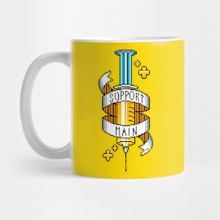 Support Main Gamer Yellow Pixel Art Syringe Mug